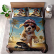 Cute Dog Is Skateboarding Printed Bedding Set Bedroom Decor