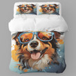 Happy Dog Graffiti Portrait Printed Bedding Set Bedroom Decor