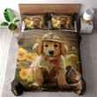 Cute Dog With Hat Sunflowers Pattern Printed Bedding Set Bedroom Decor