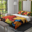 Fall Leaves In Rainbow Colored Printed Bedding Set Bedroom Decor