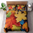 Fall Leaves In Rainbow Colored Printed Bedding Set Bedroom Decor