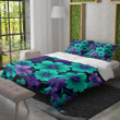 Turquoise And Plum Flowers Floral Design Printed Bedding Set Bedroom Decor
