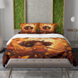 Swirling Leaves Around Girl Autumn Landscape Design Printed Bedding Set Bedroom Decor