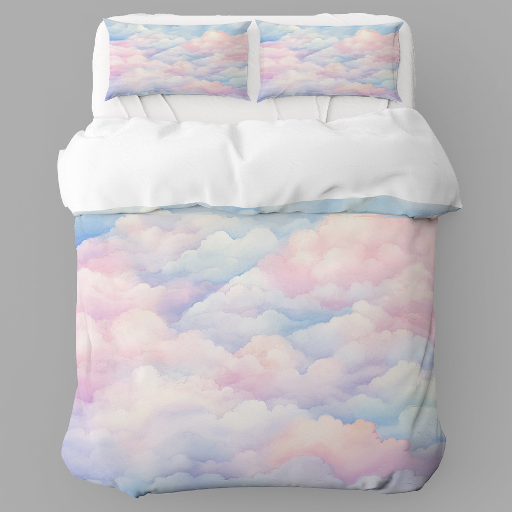 Pastel Color Cloud Printed Bedding Set Bedroom Decor