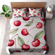 Red Cherries On White Printed Bedding Set Bedroom Decor Fruit Design