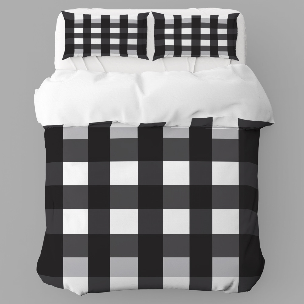 Monochromatic Simple Plaid Seamless Pattern Design Printed Bedding Set Bedroom Decor