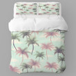 Pink And Mint Palm Trees Tropical Summer Design Printed Bedding Set Bedroom Decor