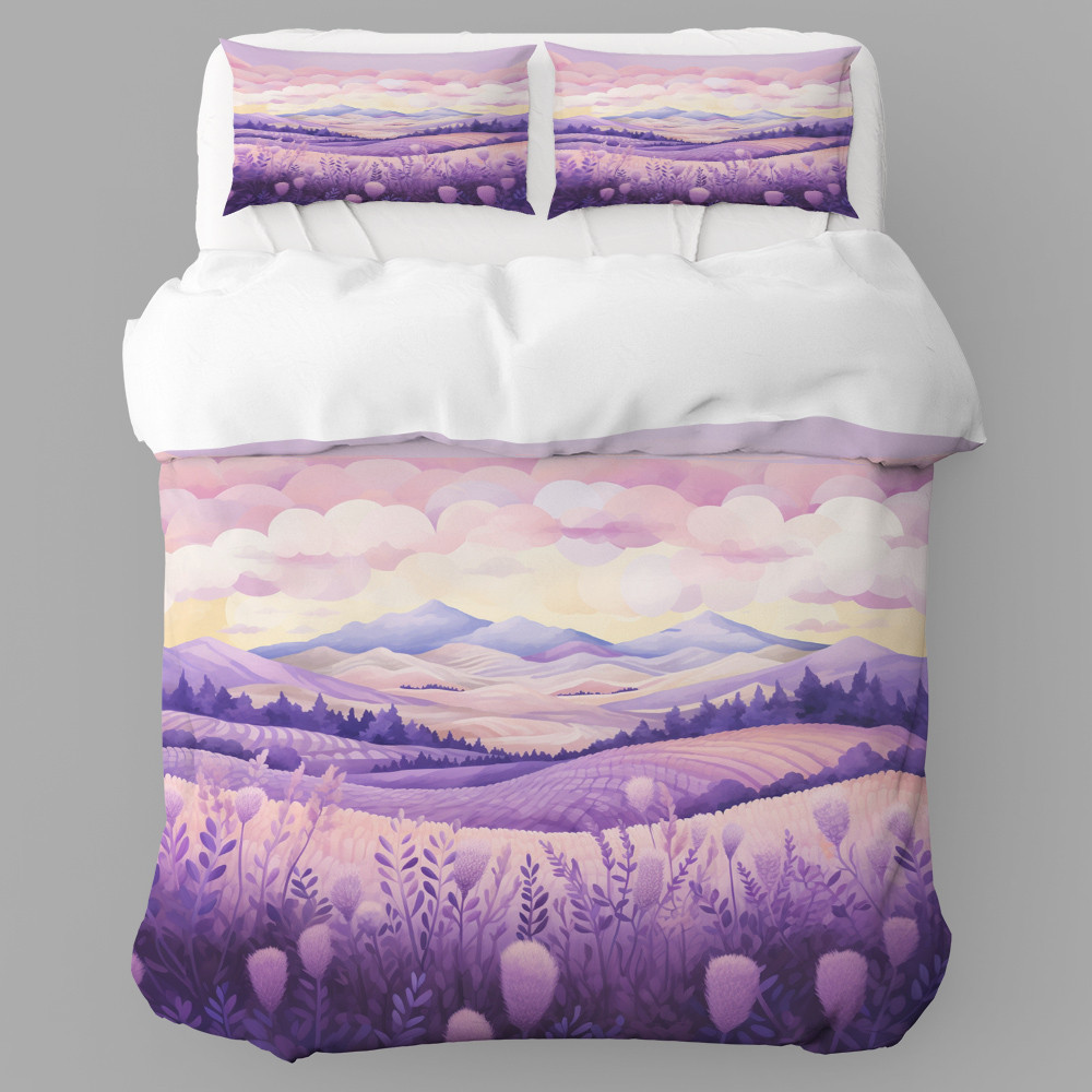 Lavender Farm Floral Design Printed Bedding Set Bedroom Decor