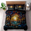 Mystical Forests Stained Glass Landscape Design Printed Bedding Set Bedroom Decor