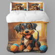 Lovely Dog Playing With Balls Printed Bedding Set Bedroom Decor