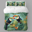 Vibrant Toucan Couple Animal Floral Design Printed Bedding Set Bedroom Decor