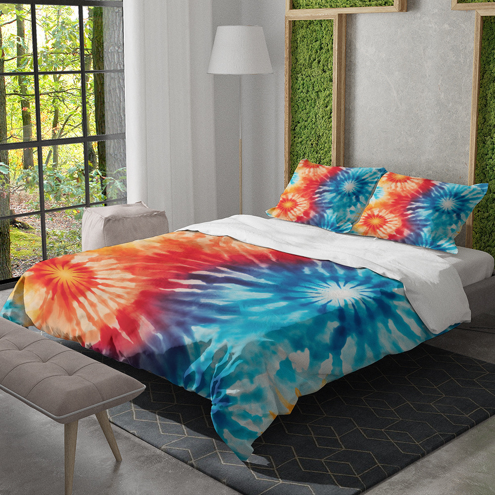 Summer Vibe Tie Dye Seamless Pattern Design Printed Bedding Set Bedroom Decor
