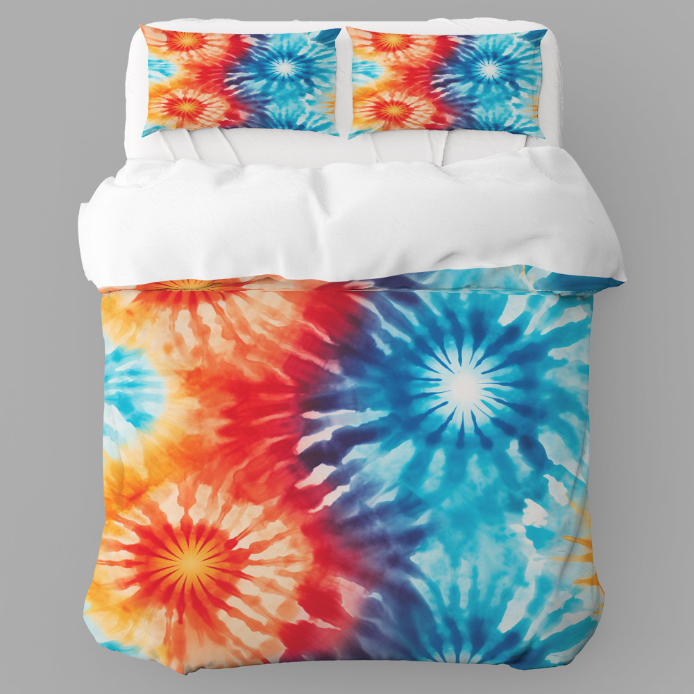 Summer Vibe Tie Dye Seamless Pattern Design Printed Bedding Set Bedroom Decor