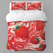 Strawberry Fluid Abstract Fruit Pattern Design Printed Bedding Set Bedroom Decor