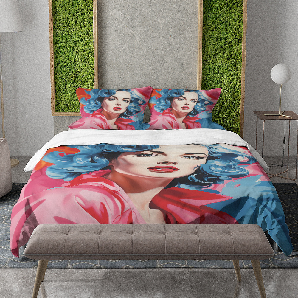 Painting Of Beautiful Girl Printed Bedding Set Bedroom Decor