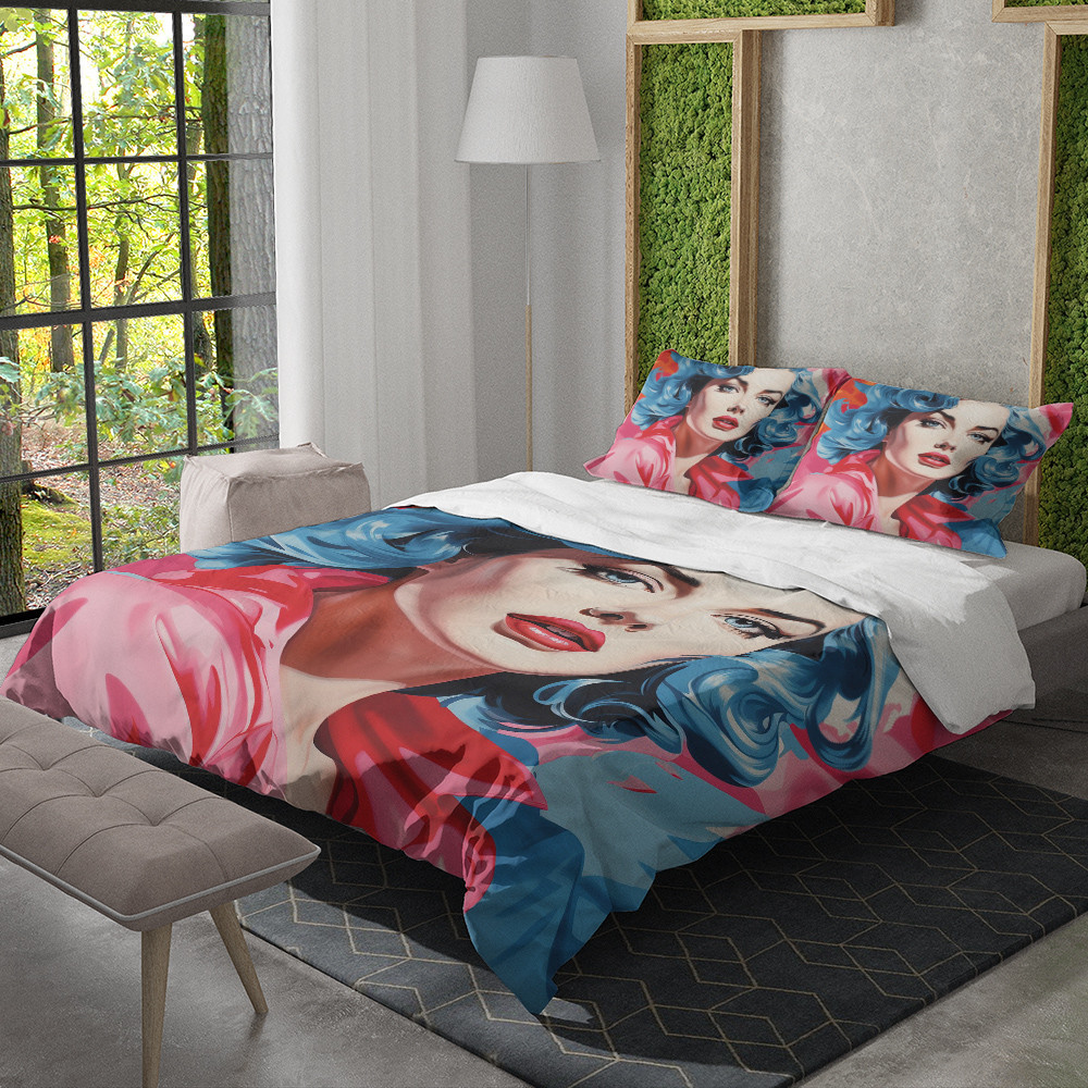 Painting Of Beautiful Girl Printed Bedding Set Bedroom Decor