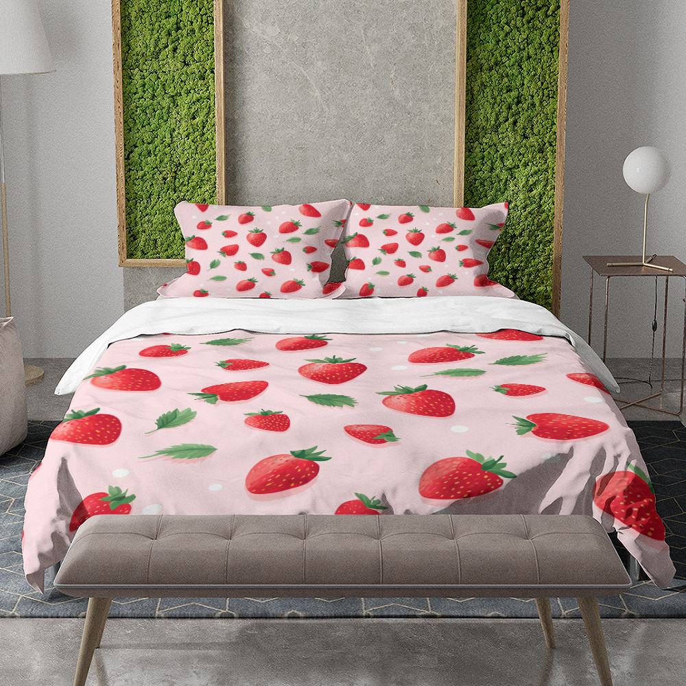 Modern Strawberry Fruit Pattern Design Printed Bedding Set Bedroom Decor