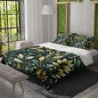 Leaves Texture On Black Background Printed Bedding Set Bedroom Decor