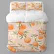 Whimsical Apricots With Flowers Fruit Pattern Design Printed Bedding Set Bedroom Decor