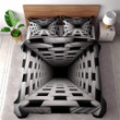 Monochrome Square Infinity Hole Optical Illusion Design Printed Bedding Set Bedroom Decor