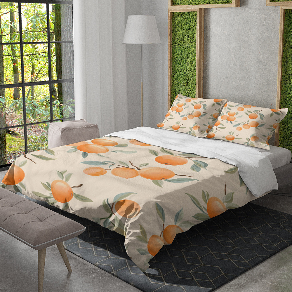 Whimsical Apricots Pattern Fruit Pattern Design Printed Bedding Set Bedroom Decor