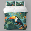 Tropical Palm Leaf Toucan Animal Floral Design Printed Bedding Set Bedroom Decor