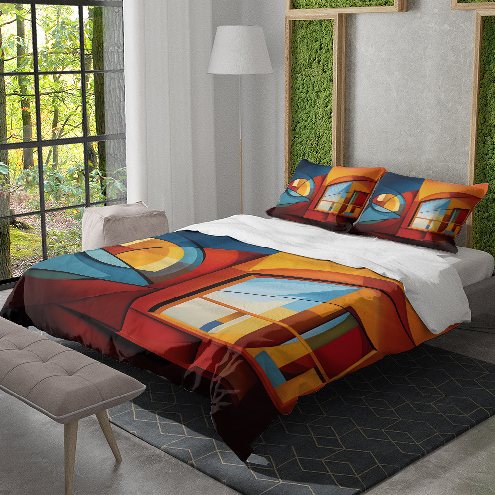 Modern Geometric World Abstract Design Printed Bedding Set Bedroom Decor