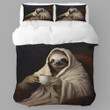 Sloth And Morning Coffee Animal Funny Design Printed Bedding Set Bedroom Decor