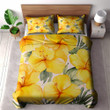 Sunshine Yellow Hibiscus Flowers Floral Design Printed Bedding Set Bedroom Decor