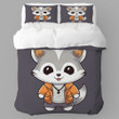 Racoon Wearing Jacket Printed Bedding Set Bedroom Decor Animal Design