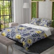 Yellow Flowers Blue Background Floral Design Printed Bedding Set Bedroom Decor