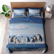 Window Through Group Of Penguins Animal Design Printed Bedding Set Bedroom Decor