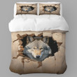 Wolf Through Crafted Hole Animal Design Printed Bedding Set Bedroom Decor