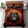 Wolf Fiery Poppies Animal Floral Design Printed Bedding Set Bedroom Decor