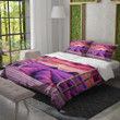 Window Overlooking Lavender Field Landscape Design Printed Bedding Set Bedroom Decor