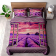 Window Overlooking Lavender Field Landscape Design Printed Bedding Set Bedroom Decor