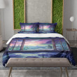 Window Overlooking Northern Lights Landscape Design Printed Bedding Set Bedroom Decor