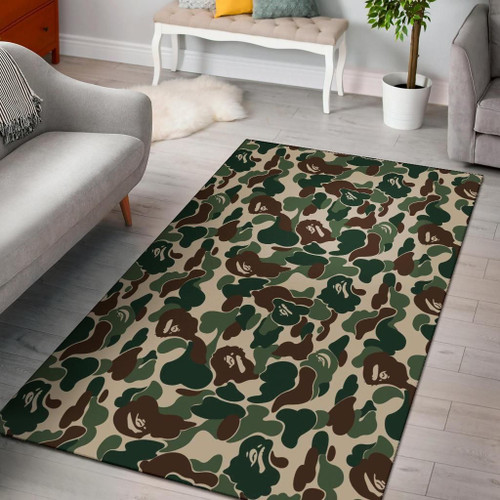 Green Camo Camouflage 3d Printed Area Rug Carpet Home Decor