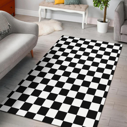 Checkers Black And White 3d Grapic Design Home Decor Rug Carpet