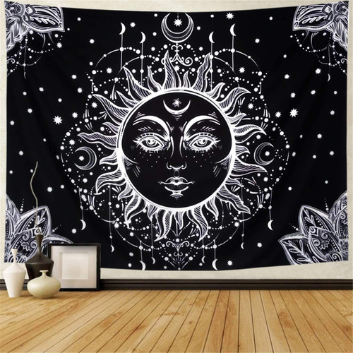 Tapestry-psychedelic mystery of burning sun and star Bold Pattern