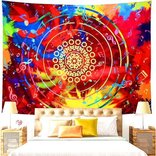 Tapestry colorful musical notes psychedelic  Coloured Modern Design For Home Decor