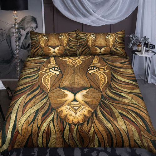 Lion Brown Abstract Bedding Set Home Decor