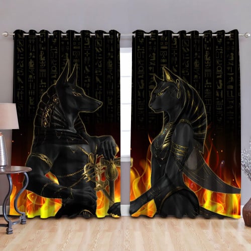 Anubis And Bastet Ancient Egypt Printed Window Curtain