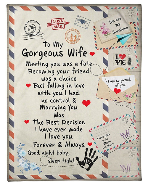 Air Mail Envelop Husband To Wife Love You Forever And Always Fleece Blanket Fleece Blanket