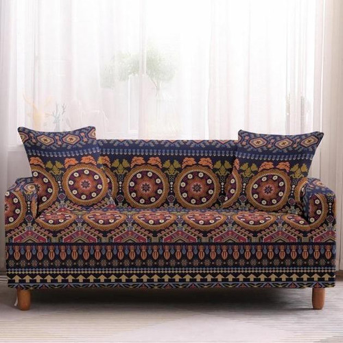 Blue Multi Color Bohemian Ethnic Pattern Art Pattern Sofa Couch Cover