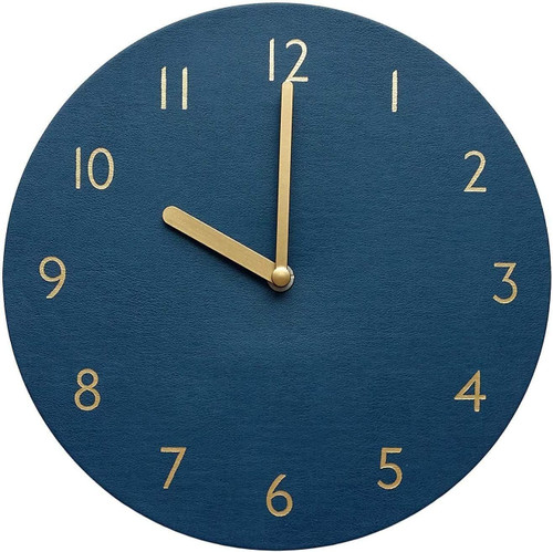Basic Blue With Gold Number Wall Clock