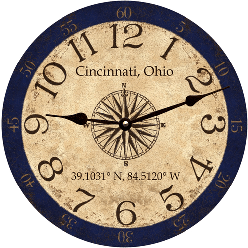 Longitude Latitude Coordinates Cincinnati Ohio Decoration Gift Wall Clock