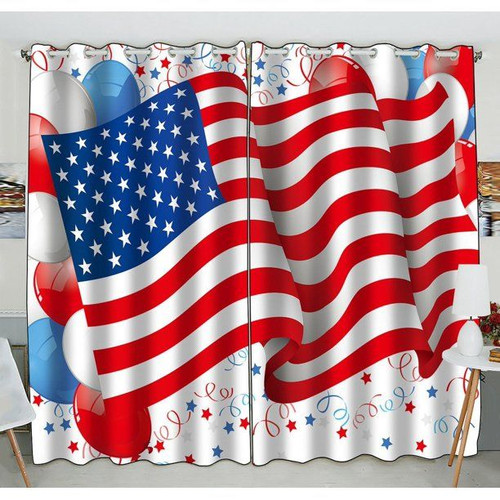 Independence Day 4th of July American Flag US Flag Curtains Window Treatment Window Curtain