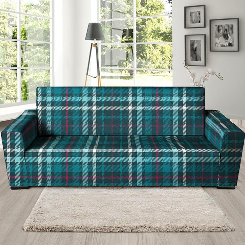 Blue Aqua Plaid Tartan Sofa Cover