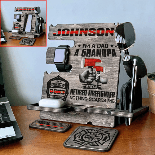 I’m A Dad A Grandpa And A Retired Firefighter Docking Station Custom Name